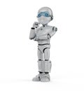 Cute robot with cartoon character think Royalty Free Stock Photo